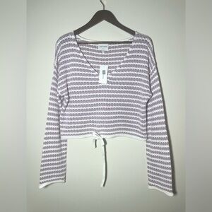 PINK ROSE NWT White Purple Crochet Cropped‎ Knit Sweater | Medium